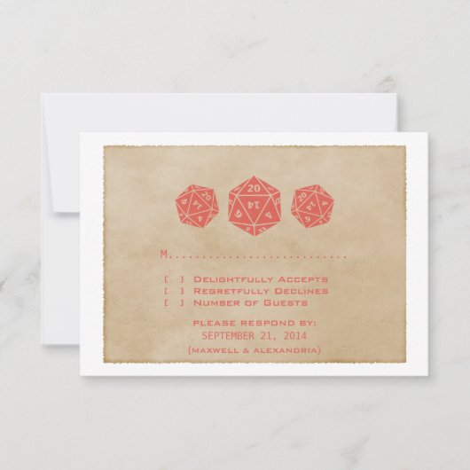 赤D20グランジサイコロゲーマー応答カード 出欠カード (正面)