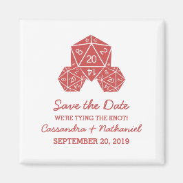 赤D20サイコロ日付磁石を保存 マグネット