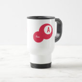 赤Dottyモノグラパーソナライズされたム トラベルマグ (正面右)