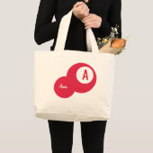 赤Dottyモノグラパーソナライズされたム ラージトートバッグ (正面(商品))