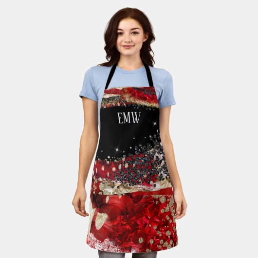 赤GLAMエプロン エプロン (着用した状態)