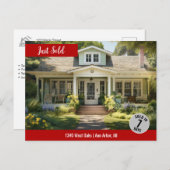 赤Just Sold不動産実在マーケティングロゴ ポストカード (正面/裏面)