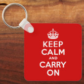 赤Keep Calm and Carry On キーホルダー (正面)
