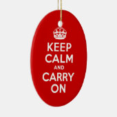 赤Keep Calm and Carry On セラミックオーナメント (右)