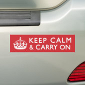 赤Keep Calm and Carry On バンパーステッカー (車上)