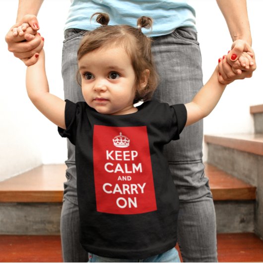 赤Keep Calm and Carry On ベビーTシャツ