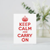 赤Keep Calm and Carry On ポストカード (スタンド正面)