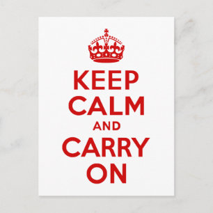 赤Keep Calm and Carry On ポストカード