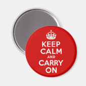 赤Keep Calm and Carry On マグネット (正面/裏面)