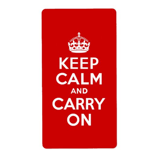 赤Keep Calm and Carry On ラベル (正面)