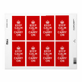 赤Keep Calm and Carry On ラベル (フルシート)