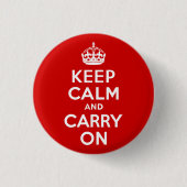 赤Keep Calm and Carry On 缶バッジ (正面)