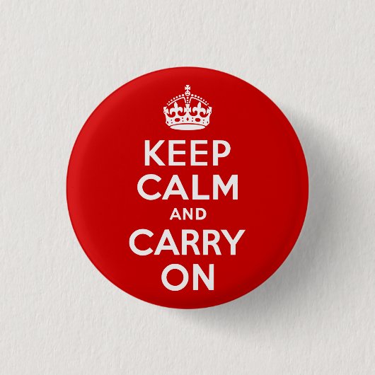 赤Keep Calm and Carry On 缶バッジ (正面)