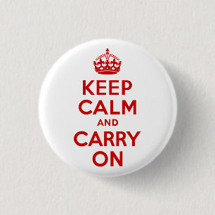 赤Keep Calm and Carry On 缶バッジ