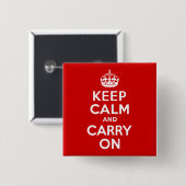 赤Keep Calm and Carry On 缶バッジ (正面&裏面)