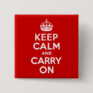 赤Keep Calm and Carry On 缶バッジ