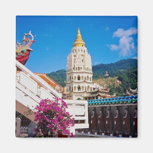 赤Kek Lok Si寺，ペナン，マレーシアの花 マグネット (正面)
