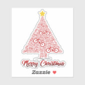 赤Mtb自転車クリスマスツリーメリークリスマス シール (シート)