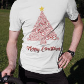 赤Mtb自転車クリスマスツリーメリークリスマス Tシャツ