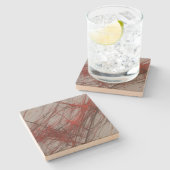 赤nグレーフラクタルグランジスクエアストーンコースター ストーンコースター (横)