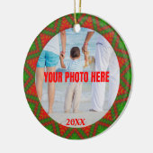 赤n緑パーソナライズされたのクリスマス抽象芸術写真 セラミックオーナメント (左)