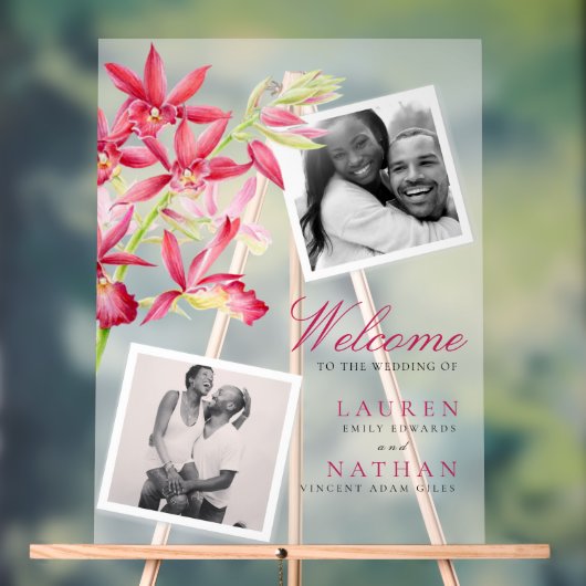 赤Phaiocalanthe宝石の蘭の水結婚色の アクリルサイン (ニュートラル)