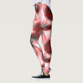 赤S字型ブラシストロークとクリーミーなピンクガラスT レギンス (左)