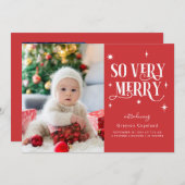 赤So非常に休日メリーベビー写真の発表 案内状 (正面/裏面)
