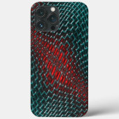 赤tの上に派手なシアンのワイヤーのデジタルツイストメッシュ Case-Mate iPhoneケース (裏面)