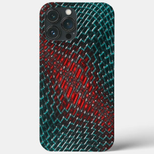 赤tの上に派手なシアンのワイヤーのデジタルツイストメッシュ iPhone 13 pro maxケース