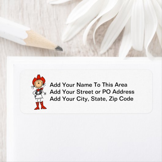 赤Tシャツとギフトの女性のカーボーイ ラベル (インサイチュ)