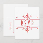 赤V2飾り付ファンシーきRSVPポストカード インビテーションポストカード (正面/裏面)