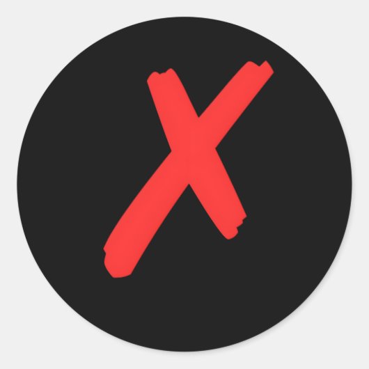 赤Xが大きな赤Xと交差した ラウンドシール (正面)