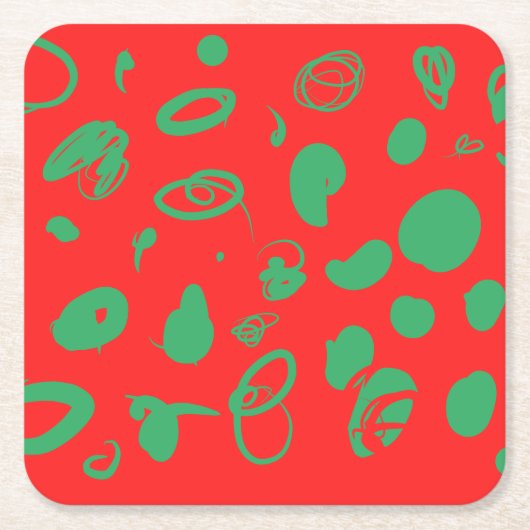 赤Xマス スクエアペーパーコースター (正面)