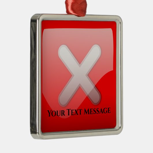 赤Xマーク記号クリスマス メタルオーナメント (右)