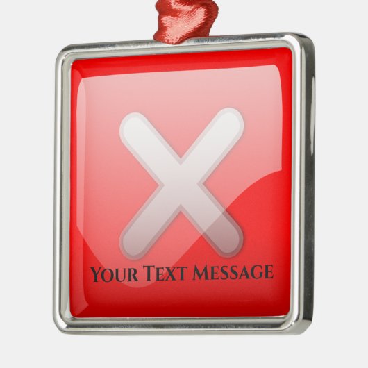 赤Xマーク記号クリスマス メタルオーナメント (左)