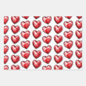 赤XOXOハート結婚ズ ラッピングペーパーシート (正面3)