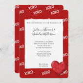 赤XOXOハート結婚ズ 招待状 (正面/裏面)