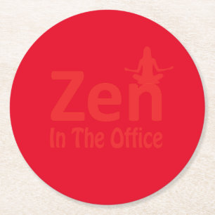 赤zenオフィスフラワー紙コースター ラウンドペーパーコースター