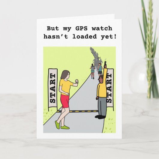 走おもしろいランニング者の誕生日カード カード (正面)