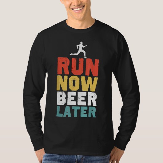 走おもしろいBeer Laterデザイン Tシャツ (正面)