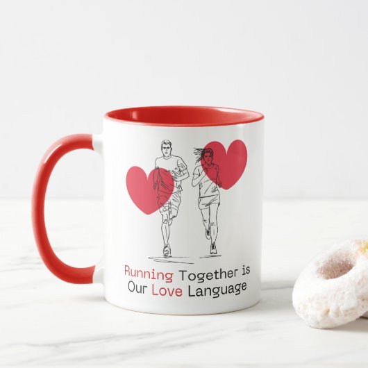 走が一緒に愛の言葉の贈り物走を マグカップ (ドーナツ)