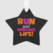 走と抱擁ライフオレンジピンク文字 オーナメント (正面)