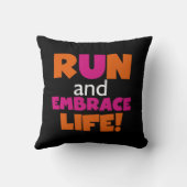 走と抱擁ライフオレンジピンク文字 クッション (裏面)