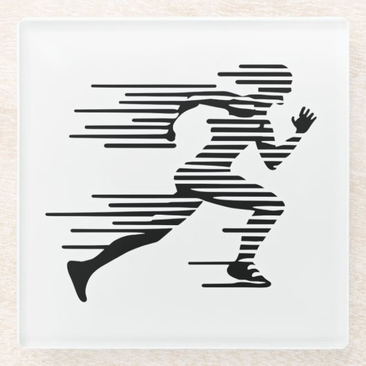 走のシルエットコースター ガラスコースター (正面)