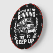 走のトラック運転手:上昇を試保みる ラージ壁時計 (傾斜)