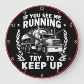 走のトラック運転手:上昇を試保みる ラージ壁時計 (正面)