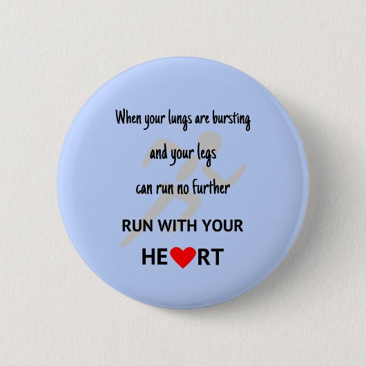 走のハートが青やる気を起こさせるく 缶バッジ (正面)