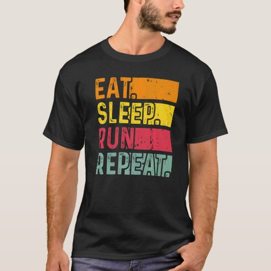 走のランナヴィンテージ食べスリープ走リポート Tシャツ (正面)