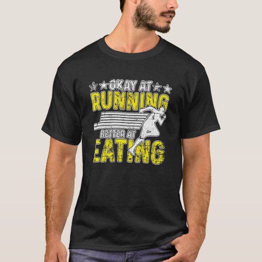 走の方が食べよグランジ男性へい Tシャツ (正面)